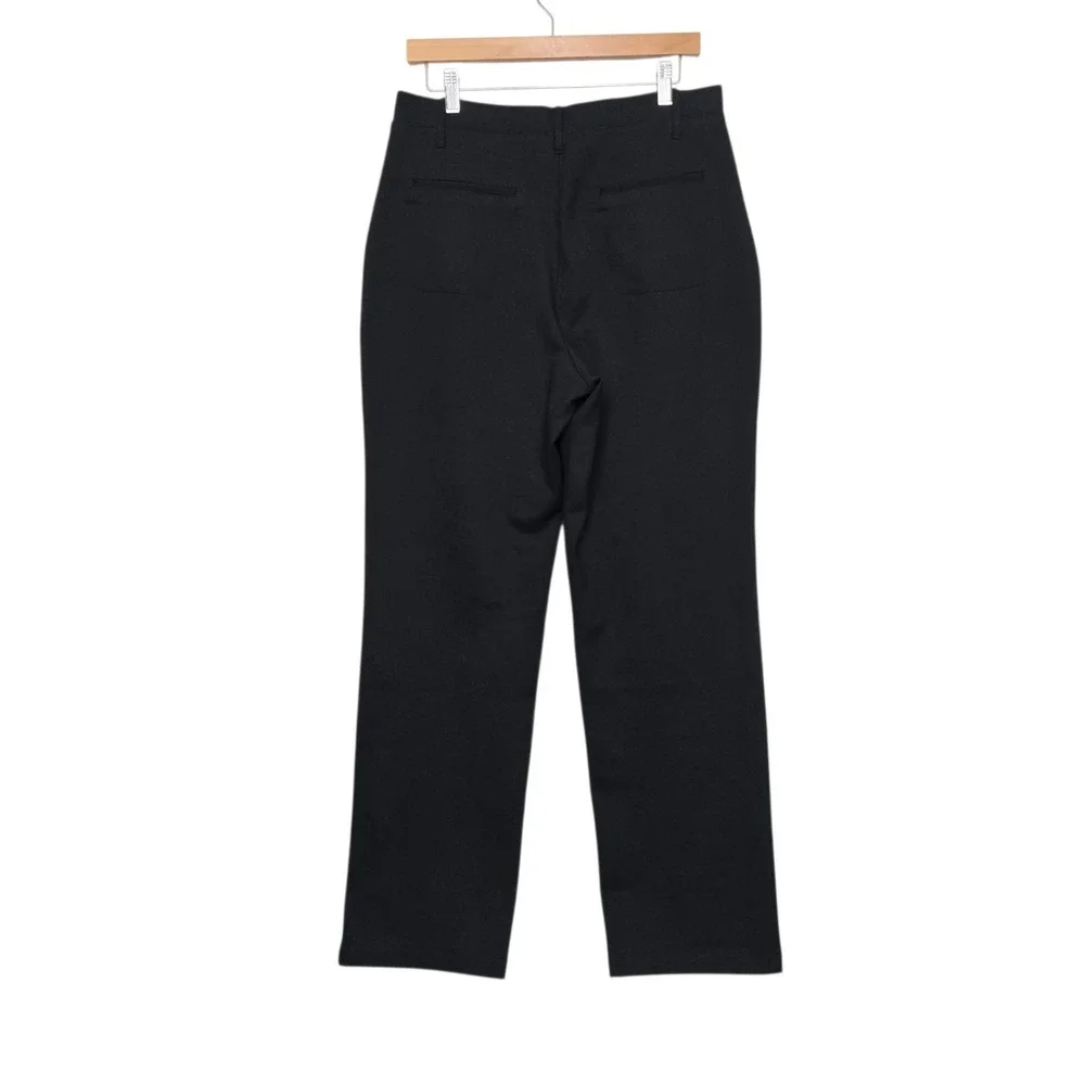 Quince Ultra-Stretch Ponte Straight Leg Pants Black High Rise Womens Size Large